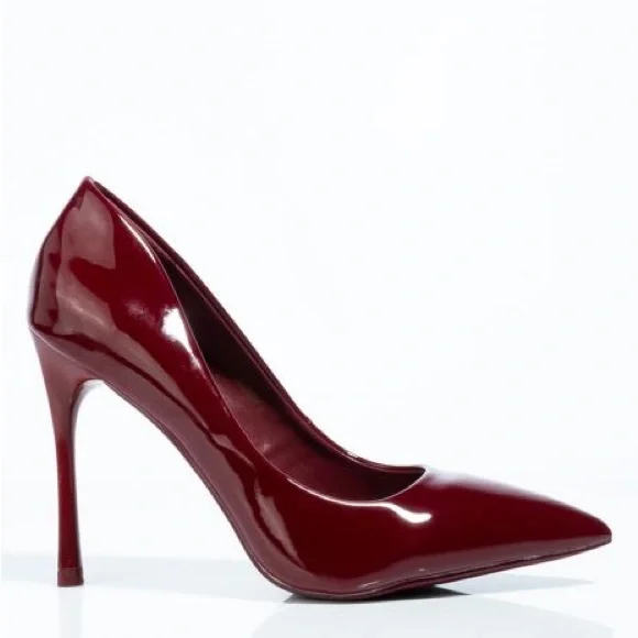 Azalea Wang Burgundy Stiletto High Heel Pumps - Picture 4 of 4